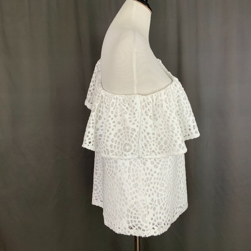 Lilly Pulitzer White Matteo One Shoulder Top Sea Urchin Terry Lace Sz XL - Picture 12 of 16